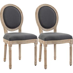 HOMCOM Dining Chairs Set of 2, French-Style Kitchen Chairs, Armless Accent Chairs with Backrest and Linen-Touch Upholstery, Grey Aosom UK
