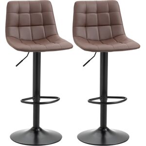 HOMCOM Adjustable Bar Chair Set of 2, Counter Height Bar Stools Dining Chairs 360° Swivel with Footrest for Home Pub and Kitchen, Brown Aosom UK
