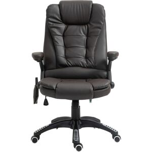 HOMCOM High Back Executive Massage Chair, PU Leather Massage Office Chair with Heat, Tilt, Reclining Function, Adjustable, Brown Aosom UK