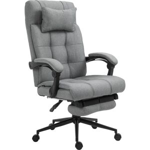Vinsetto Ergonomic Office Chair, High-Back, Adjustable Height, w/ Backrest, Footrest & Movable Wheels, Light Grey, Ideal for Home Office Aosom UK