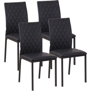 HOMCOM Modern Dining Chairs with Metal Legs, Set of 4 Leather Dining Chairs, Upholstered Faux Leather Accent Chairs for Kitchen, Black Aosom UK