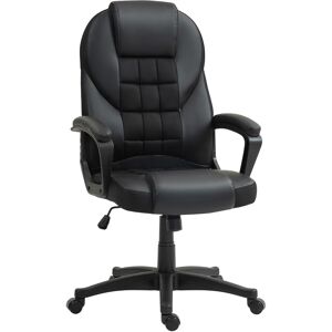 HOMCOM Executive Office Chair, Ergonomic PU Leather Desk Chair with Tilt Function & Height Adjustable, Black Aosom UK