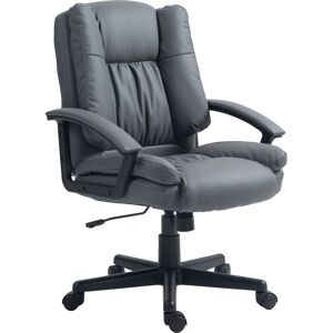 HOMCOM Ergonomic Office Chair PU Leather Upholstery Executive Office Chair with Adjustable Height Max Load 120kg, Dark Grey Aosom UK