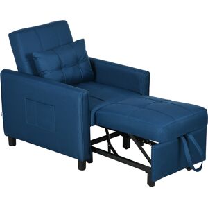 HOMCOM 3-In-1 Convertible Chair Bed, Pull Out Sleeper Chair, Fold Out Bed with Adjustable Backrest, Side Pockets, Blue