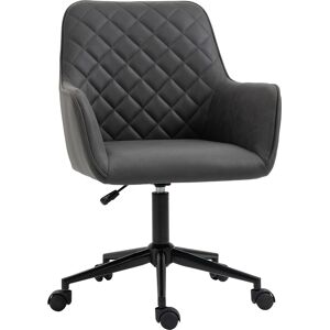 Vinsetto Mid Back Home Office Chair, Leather-Feel Fabric Computer Swivel Chair, Rolling Wheels and Adjustable Height for Home, Grey Aosom UK