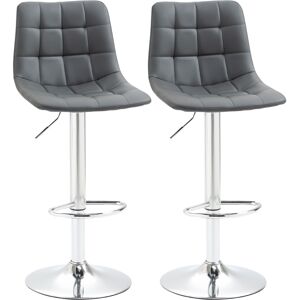 HOMCOM Bar Chair Set of 2, Adjustable Breakfast Dining Stools for Kitchen, Modern Counter Barstools with 360° Swivel and Footrest, Grey Aosom UK