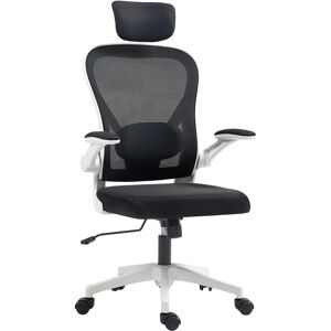 HOMCOM Executive Office Chair, Ergonomic Mesh High Back Desk Chair with Rotatable Headrest, Adjustable Lumbar Support for Home Study, Black