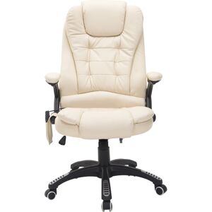 HOMCOM Executive Office Chair with Massage and Heat, High Back PU Leather Massage Office Chair With Tilt and Reclining Function, Beige