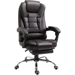 HOMCOM PU Leather Executive Office Chair, High Back Swivel Chair with Retractable Footrest, Adjustable Height, Reclining Function, Brown Aosom UK