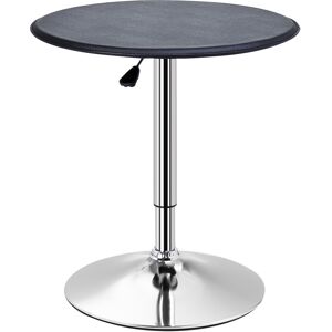 HOMCOM Adjustable Round Bistro Bar Table with PVC Leather Top Steel Base Home Kitchen Dining Desk Black Aosom UK