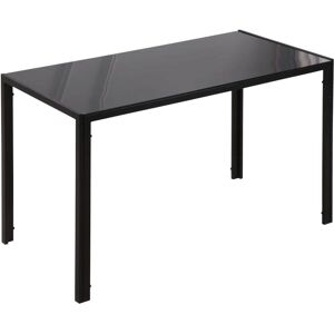 HOMCOM Rectangular Dining Table for 4 People w/ Tempered Glass Top & Metal Legs, Modern Dining Table for Dining Room, Living Room, Black Aosom UK