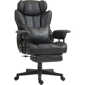 HOMCOM Executive Office Chair, Ergonomic Desk Chair with Foot Rest, Lumbar Support, Reclining Function and Wide Seat, Black