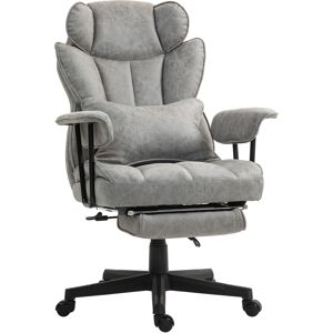 HOMCOM Executive Office Chair, Ergonomic Desk Chair with Foot Rest, Lumbar Support, Reclining Function and Wide Seat, Grey