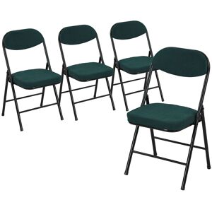 HOMCOM Set of Four Folding Corduroy Seat Chairs - Blue