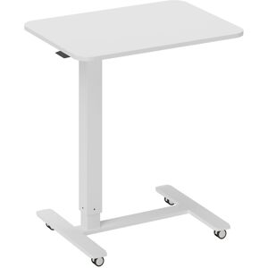 HOMCOM Height Adjustable Standing Desk, Pneumatic Sit Stand Desk for Laptop, Mobile Overbed Table with Wheels for Home Office, White