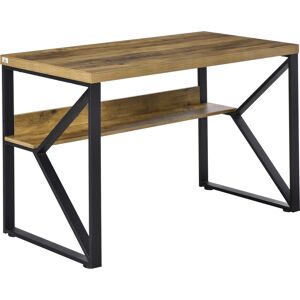 HOMCOM Modern Writing Desk, Computer Table for Home Office, PC Laptop Workstation with Storage Shelf, Wood Effect, Black/Brown Aosom UK