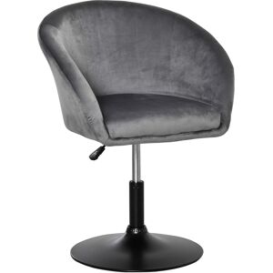 HOMCOM Swivel Bar Stool Fabric Dining Chair Dressing Stool with Tub Seat, Back, Adjustable Height, Grey Aosom UK