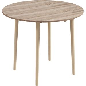 HOMCOM Round Wood Dining Table for 4-person, Folding Kitchen Table with Wood Legs for Dining Room, Drop Leaf Dining Table, Natural Aosom UK
