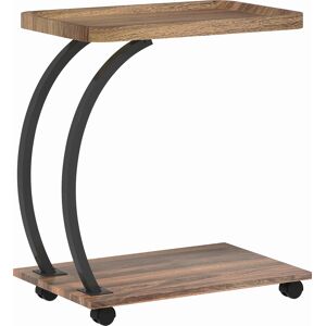 HOMCOM 2-Tier Mobile C-Shaped Side Table - Brown