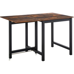 HOMCOM Folding Kitchen Table, Industrial Drop Leaf Dining Table, Writing Desk for Kitchen, Dining Room, Rustic Brown Aosom UK