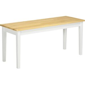 HOMCOM Wood Bench 2 Seater Solid Wooden Bench in Garden, Kitchen, Living Dining Room, Natural Wood Effect, White Aosom UK