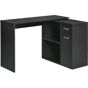 HOMCOM L-Shaped corner computer desk Table Study Table PC Workstation with Storage Shelf Drawer Home Office Black Aosom UK
