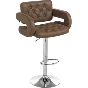 HOMCOM PU Leather Upholstered Swivel Bar Stool, Height Adjustable with Back, Armrest, Footrest, Coffee