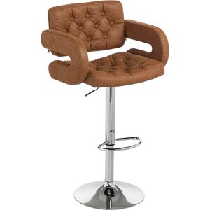 HOMCOM PU Leather Upholstered Swivel Bar Stool, Height Adjustable with Back, Armrest, Footrest, Brown