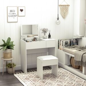 HOMCOM Makeup Desk with Drawer, Vanity Table Set with Flip-up Mirror and Cushioned Stool, White Aosom UK HOMCOM Makeup Desk with Drawer, Vanity Table Set with Flip-up Mirror and Cushioned Stool, White Aosom UK