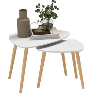 HOMCOM Nesting Coffee Table, Set of 2 Side Tables, Stacking End Tables with Solid Wood Legs, for Living Room Bedroom, Light Grey HOMCOM Nesting Coffee Table, Set of 2 Side Tables, Stacking End Tables with Solid Wood Legs, for Living Room Bedroom, Light Grey