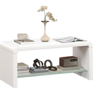 HOMCOM Curved Two-Tier Coffee Table - High Gloss White HOMCOM Curved Two-Tier Coffee Table - High Gloss White