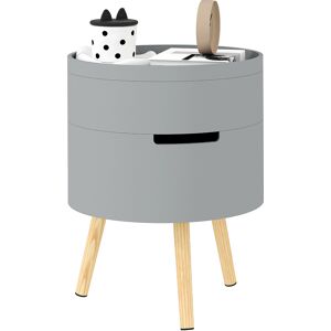 HOMCOM 3-Tier Coffee Table, Round End Table with 2 Hidden Compartments and Detachable Tray, Side Table with Storage for Living Room, Grey HOMCOM 3-Tier Coffee Table, Round End Table with 2 Hidden Compartments and Detachable Tray, Side Table with Storage for Living Room, Grey