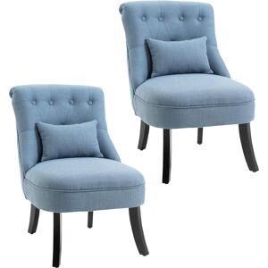 HOMCOM Fabric Single Sofa Dining Chair Tub Chair Upholstered W/ Pillow Solid Wood Leg Home Living Room Furniture Set of 2 Blue HOMCOM Fabric Single Sofa Dining Chair Tub Chair Upholstered W/ Pillow Solid Wood Leg Home Living Room Furniture Set of 2 Blue