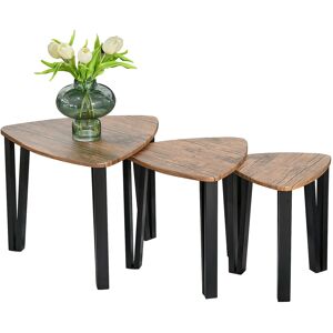 HOMCOM Nesting Coffee Tables Set of 3, MDF Steel, Versatile End Side Tables, Walnut Wood Effect Aosom UK HOMCOM Nesting Coffee Tables Set of 3, MDF Steel, Versatile End Side Tables, Walnut Wood Effect Aosom UK
