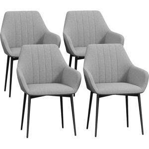 HOMCOM Dining Chairs Set of 4, Upholstered Linen Fabric Kitchen Chairs with Metal Legs for Living Room Dining Room, Light Grey HOMCOM Dining Chairs Set of 4, Upholstered Linen Fabric Kitchen Chairs with Metal Legs for Living Room Dining Room, Light Grey