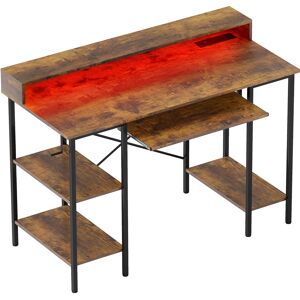 HOMCOM Reversible Computer Desk with LED Lights and Power Outlets, 120 x 55 cm Gaming Desk with Monitor Stand, Sliding Keyboard Tray and Storage Shelves, Industrial Home Office Desk, Rustic Brown HOMCOM Reversible Computer Desk with LED Lights and Power Outlets, 120 x 55 cm Gaming Desk with Monitor Stand, Sliding Keyboard Tray and Storage Shelves, Industrial Home Office Desk, Rustic Brown