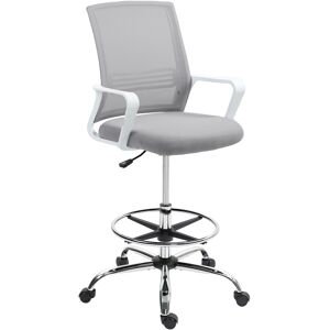 HOMCOM Draughtsman Chair, Mesh Drafting Chair, Ergonomic Office Chair with Lumbar Support, Adjustable Foot Ring, Grey HOMCOM Draughtsman Chair, Mesh Drafting Chair, Ergonomic Office Chair with Lumbar Support, Adjustable Foot Ring, Grey