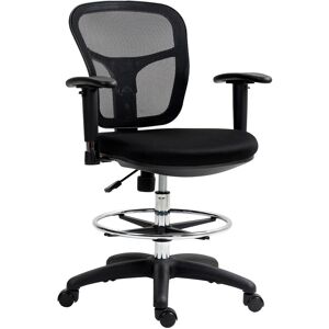 HOMCOM Drafting Chair with Adjustable Armrests, Ergonomic Mesh Office Chair with Lumbar Support, Adjustable Height and Footrest for Standing Desk, Black HOMCOM Drafting Chair with Adjustable Armrests, Ergonomic Mesh Office Chair with Lumbar Support, Adjustable Height and Footrest for Standing Desk, Black
