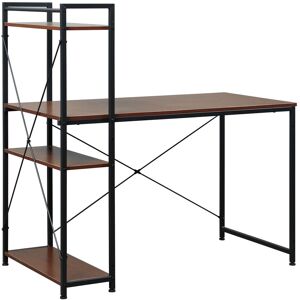 HOMCOM Workstation Desk with 4-Tier Bookshelf, Study PC Table, Home Office, Metal Frame, Wooden Top, Walnut & Black Aosom UK HOMCOM Workstation Desk with 4-Tier Bookshelf, Study PC Table, Home Office, Metal Frame, Wooden Top, Walnut & Black Aosom UK