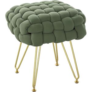HOMCOM Velvet-Feel Bold Woven Footstool - Green HOMCOM Velvet-Feel Bold Woven Footstool - Green