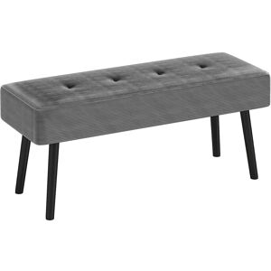 HOMCOM End of Bed Bench, Corduroy Bedroom Bench with Thick Padding and Steel Legs, Tufted Window Seat for Entryway, Living Room, Grey HOMCOM End of Bed Bench, Corduroy Bedroom Bench with Thick Padding and Steel Legs, Tufted Window Seat for Entryway, Living Room, Grey