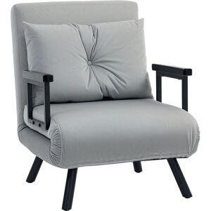 HOMCOM 4-in-1 Velvet-Feel Single Chair Bed, with Pillow - Light Grey HOMCOM 4-in-1 Velvet-Feel Single Chair Bed, with Pillow - Light Grey