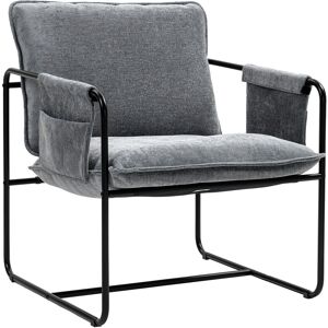 HOMCOM Minimal Padded Accent Chair, with Pockets - Grey HOMCOM Minimal Padded Accent Chair, with Pockets - Grey