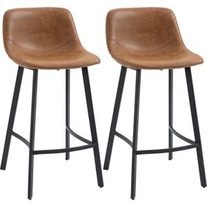 HOMCOM HOMCM Kitchen Stools Set of 2, 97cm Sitting Height with Integrated stable structure Leather Bar Stools Suitable for Retro Home Decor, Brown HOMCOM HOMCM Kitchen Stools Set of 2, 97cm Sitting Height with Integrated stable structure Leather Bar Stools Suitable for Retro Home Decor, Brown