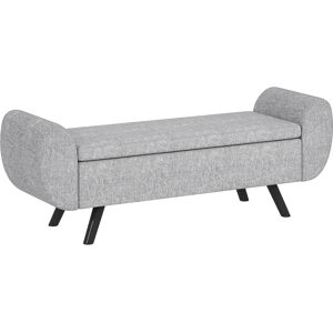 HOMCOM Storage Ottoman with Armrest, Upholstered Linen Storage Bench, Window Seat with Rubberwood Legs, Footstool for Bedroom Living Room, Hallway, Dark Grey HOMCOM Storage Ottoman with Armrest, Upholstered Linen Storage Bench, Window Seat with Rubberwood Legs, Footstool for Bedroom Living Room, Hallway, Dark Grey
