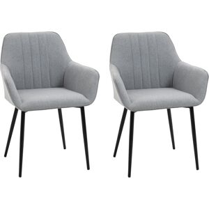 HOMCOM Dining Chairs Upholstered Linen Fabric Accent Chairs with Metal Legs, Set of 2, Light Grey Aosom UK HOMCOM Dining Chairs Upholstered Linen Fabric Accent Chairs with Metal Legs, Set of 2, Light Grey Aosom UK