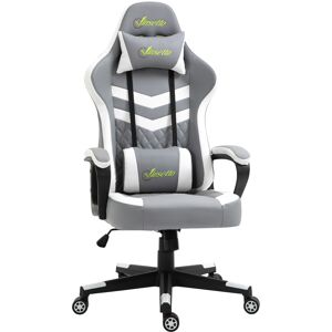 Vinsetto Ergonomic Gaming Chair with Lumbar Support, Adjustable Headrest and Swivel Wheels, PVC Leather, Cat Scratch Anti, Grey/White Aosom UK Vinsetto Ergonomic Gaming Chair with Lumbar Support, Adjustable Headrest and Swivel Wheels, PVC Leather, Cat Scratch Anti, Grey/White Aosom UK