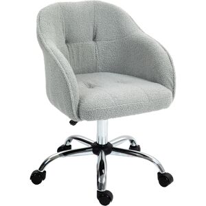 HOMCOM Swivel Armchair withTall Back, Teddy Fleece Office Chair, Makeup Vanity Chair with Height Adjustable, Wheels, for Home Study, Grey Aosom UK HOMCOM Swivel Armchair withTall Back, Teddy Fleece Office Chair, Makeup Vanity Chair with Height Adjustable, Wheels, for Home Study, Grey Aosom UK