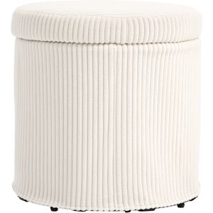 HOMCOM 40cm Round Storage Ottoman, Corduroy Footstool with Removable Lid and Legs, Vanity Stool for Living Room, Bedroom, Beige HOMCOM 40cm Round Storage Ottoman, Corduroy Footstool with Removable Lid and Legs, Vanity Stool for Living Room, Bedroom, Beige