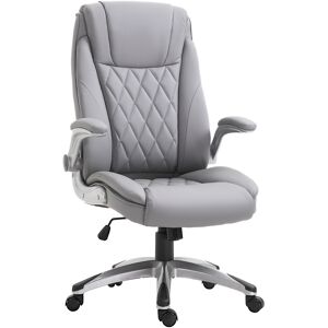 Vinsetto High Back Executive Office Chair Home Swivel PU Leather Ergonomic Chair, with Flip-up Arm, Wheels, Adjustable Height, Grey Vinsetto High Back Executive Office Chair Home Swivel PU Leather Ergonomic Chair, with Flip-up Arm, Wheels, Adjustable Height, Grey